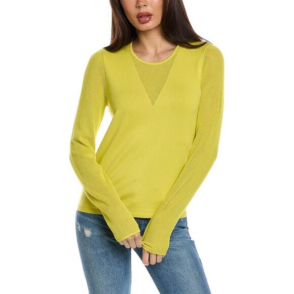 St. John WomensMesh Knit Sweater Yellow